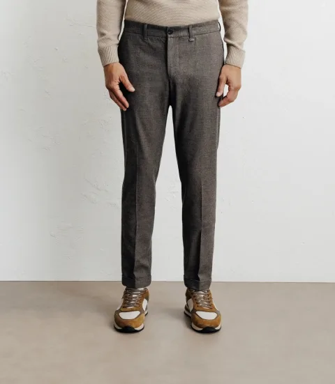 IZAC - Pantalon chevron marron