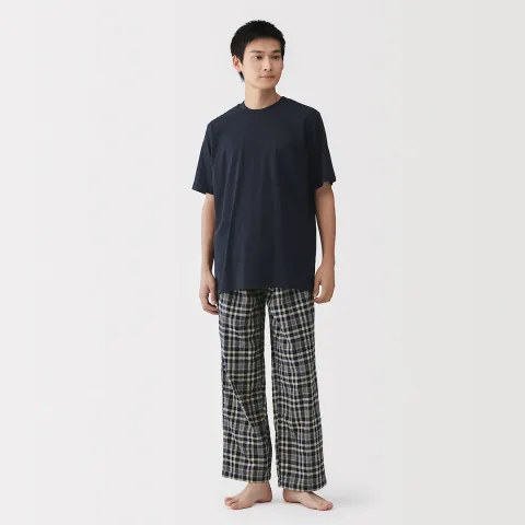 Ensemble d'intérieur avec pantalon en double gaze pour homme