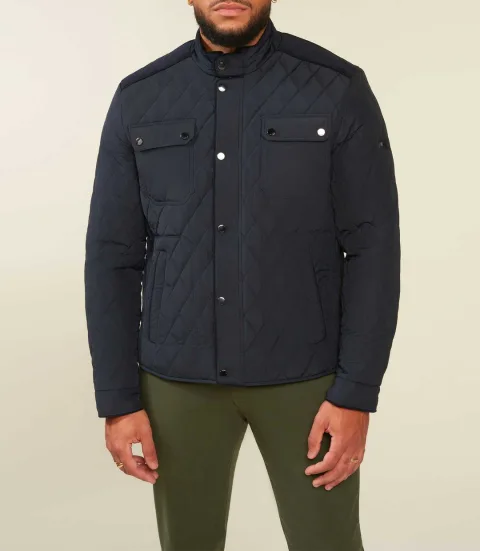 IZAC - Blouson surchemise matelassé bi-matière marine MACEOBT