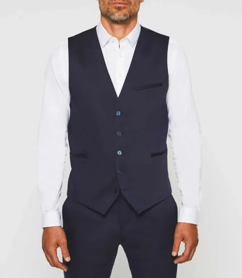 IZAC - Gilet de costume tissu technique bleu marine ''Jionac''