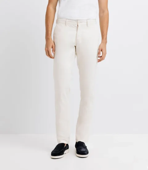 IZAC - Pantalon chino satin écru