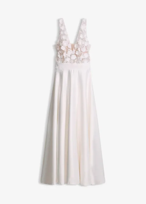 Robe de mariée en satin brillant avec application de fleurs
