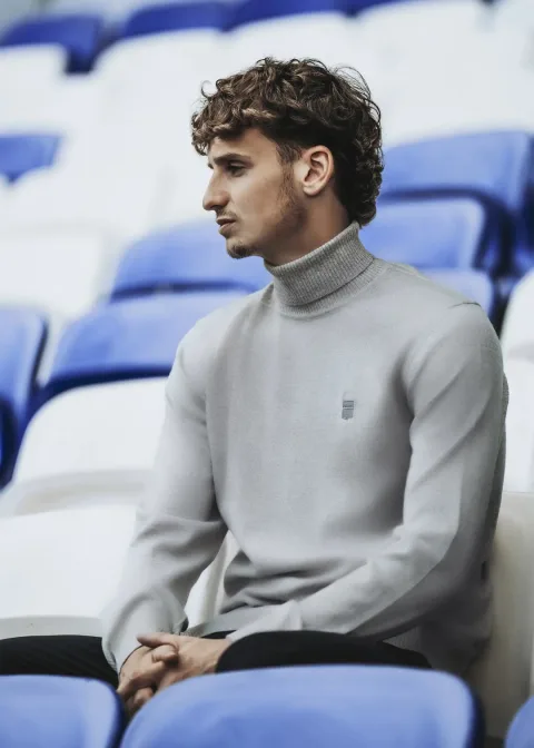 IZAC - Pull col roulé gris chiné