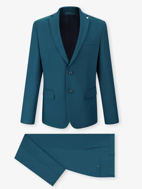 IZAC - Costume 3 pièces cérémonie bleu vert