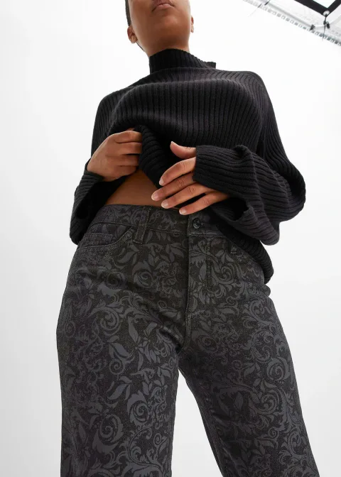 Jean large taille mi-haute à motif brillant