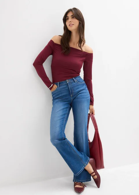 Jean bootcut, taille mi-haute