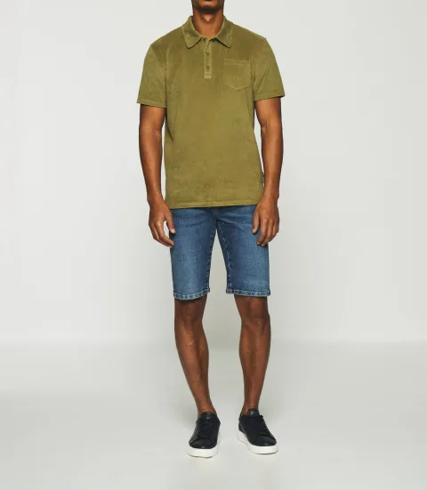 IZAC - Polo uni en maille éponge avec poche kaki GAI