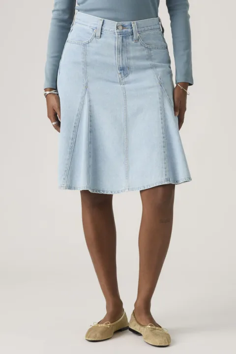 Levi's Jupe Longueur Genou Godet - Femme - Bleu / Pof Course Stone - 32