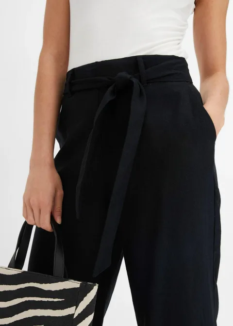 Pantalon large en lin mélangé