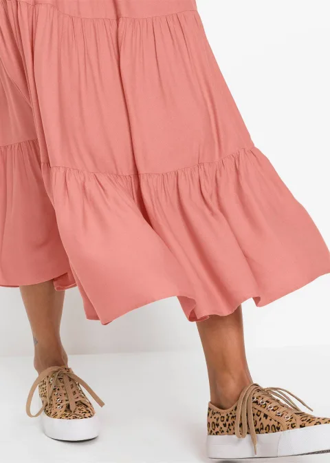 Jupe midi en viscose, effet froissé