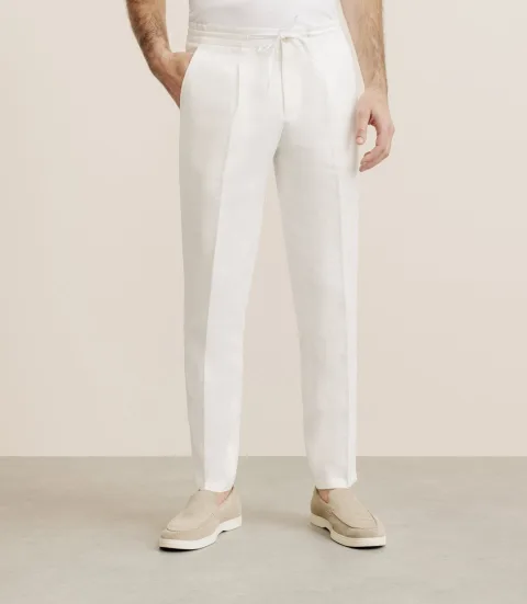 IZAC - Pantalon ville 100% lin blanc