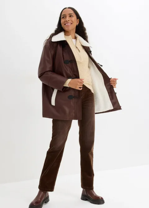 Pantalon droit en velours côtelé extensible