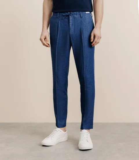 IZAC - Pantalon en lin mélangé indigo