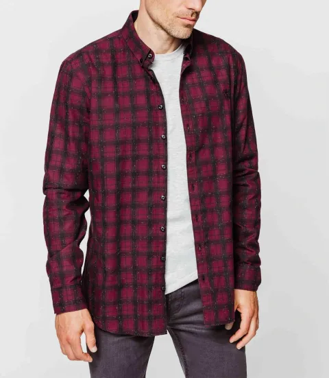 IZAC - Chemise carreaux bordeaux