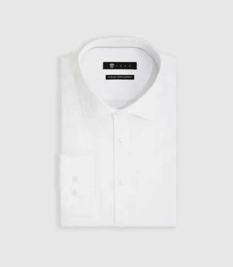 IZAC - Chemise satin slim blanche ''Satinslim''