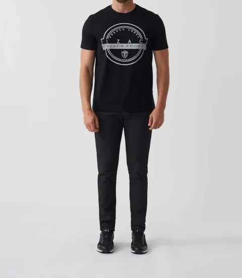 IZAC - T-shirt à manches courtes avec logo col rond noir ''Hamilton''