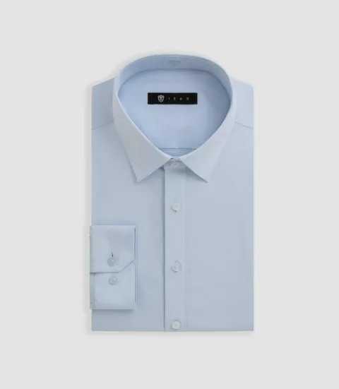 IZAC - Chemise en popeline stretch bleu ciel MALTE2BT