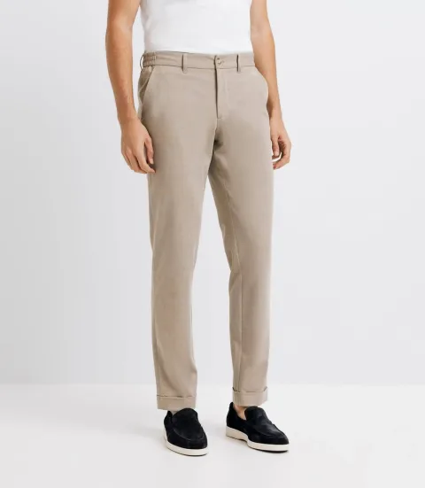 IZAC - Pantalon chino taille élastique beige