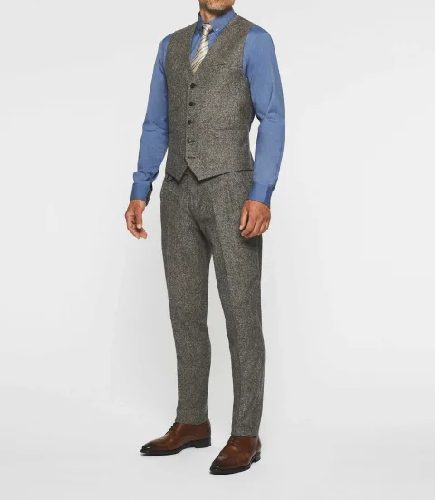 IZAC - Gilet de costume en tweed marron XSABLE
