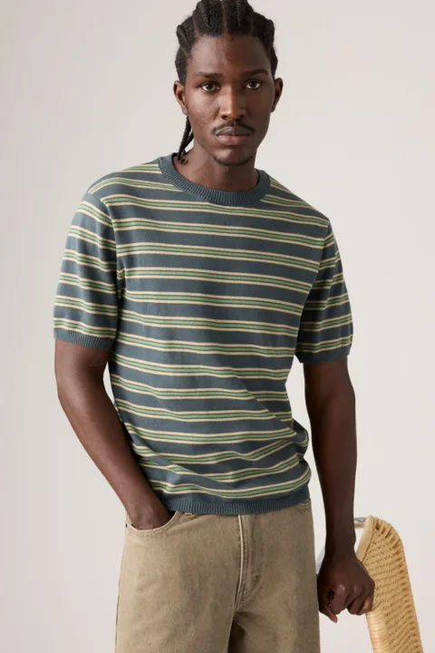 Levi's Short Sleeve Sweater Tee - Homme - Multicolore / Lucas Stripe Egret - 2XL