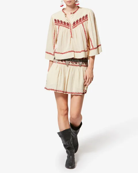 Blouse Juline - Femme - Beige-red - Taille44 - Marant Étoile - Collection Été Femme - Nouvelle Collection Capsule High Summer
