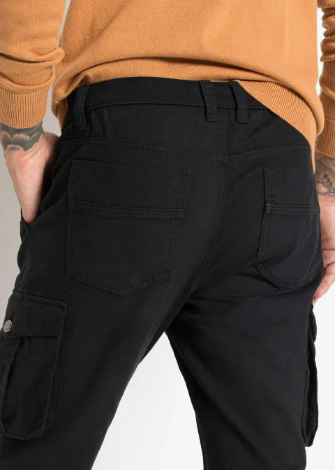 Pantalon droit cargo, regular, à taille élastiquée