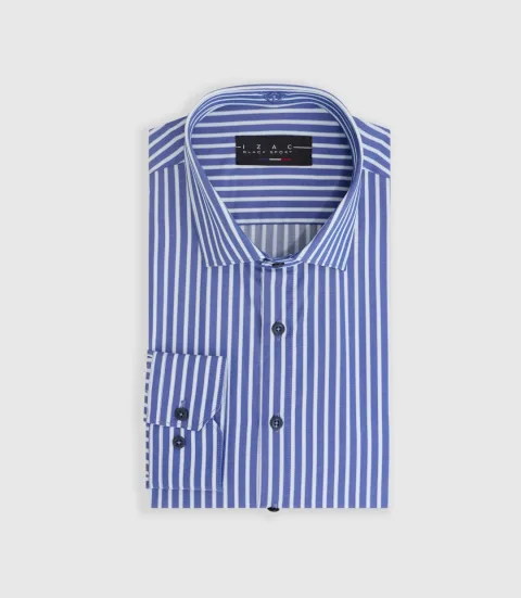 IZAC - Chemise à rayures bleu ciel ''Mayol''