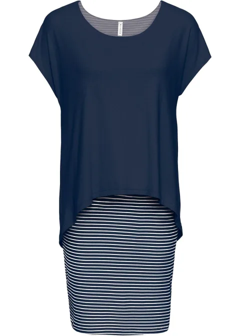 Robe en jersey avec jupe rayée
