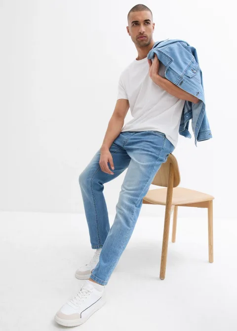 Lot de 2 jeans droits extensibles regular à taille élastiquée