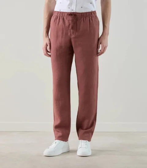 IZAC - Pantalon casual 100% rouge bordeaux
