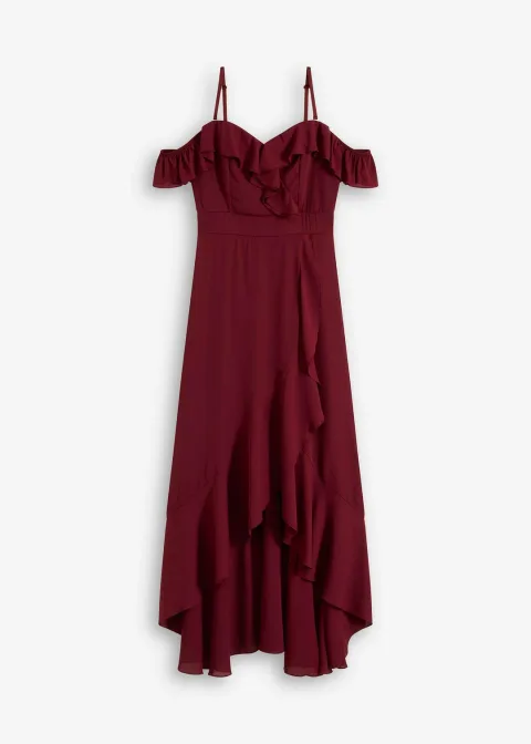 Robe encolure Bardot à volants