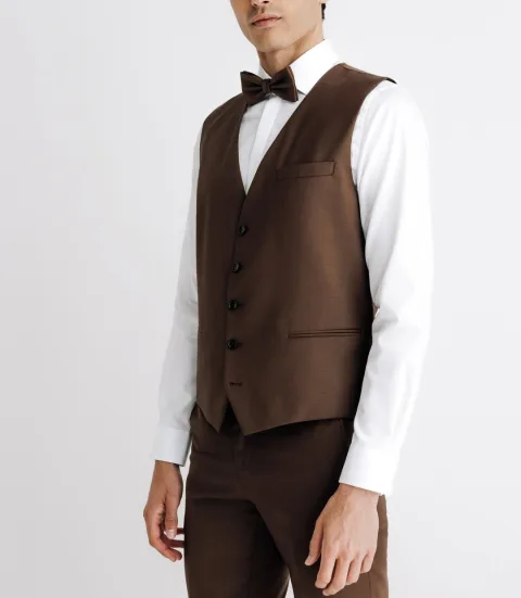 IZAC - Gilet ville aspect brillant marron
