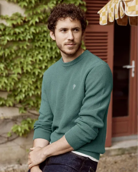 Pull en coton vert d'eau - OPALE