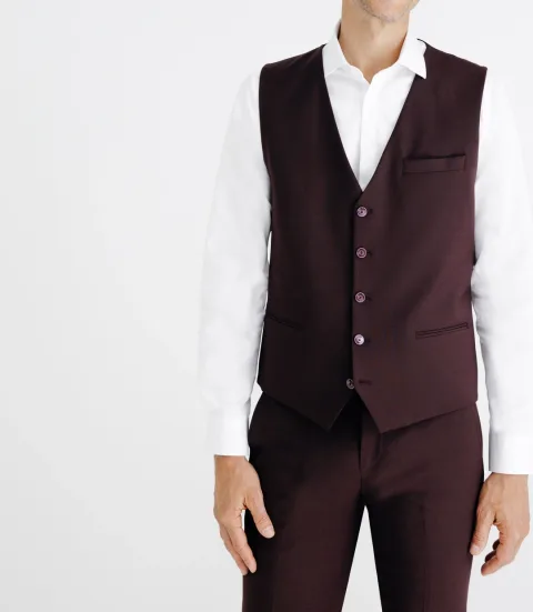 IZAC - Gilet ville aspect brillant bordeaux
