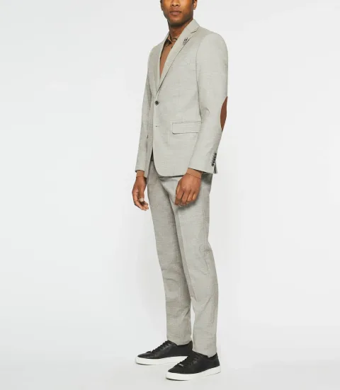 IZAC - Veste à carreaux esprit Prince de Galles beige SWING
