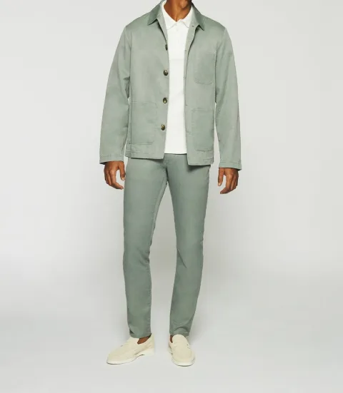 IZAC - Veste en coton lin kaki AQUA