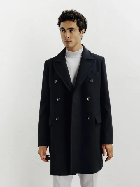 IZAC - Manteau ville croisé noir