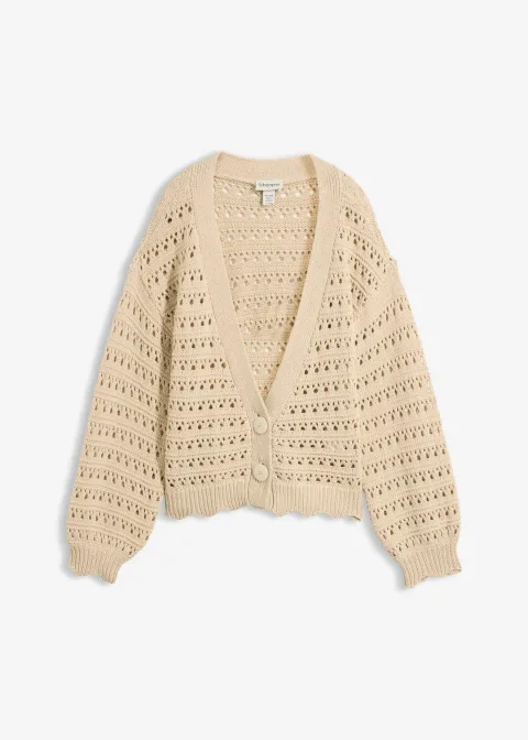 Cardigan ajouré 100% coton