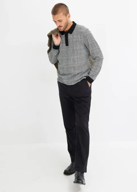 Polo manches longues en maille piquée 100% coton
