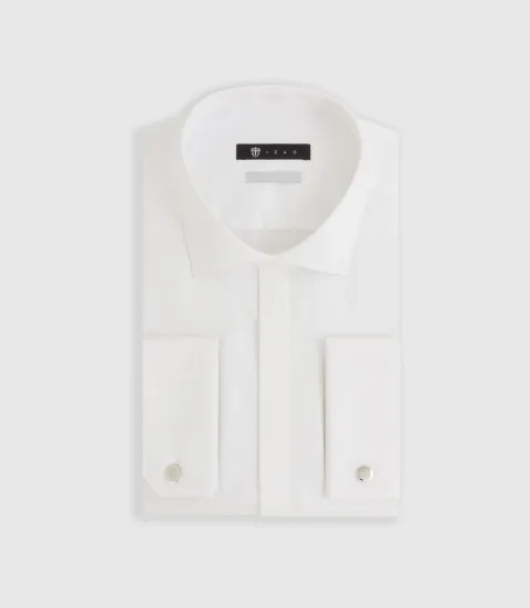 IZAC - Chemise en satin de coton blanche ''Satinmixteslim''