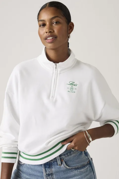 Levi's Sweat Shirt Graphique 1/4 Zip Everyday - Femme - Blanc / Bright White - XS