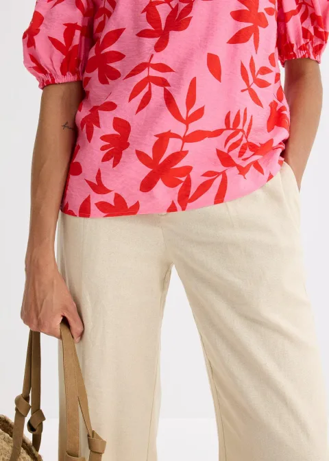 Blouse col Bardot imprimée en viscose mélangée