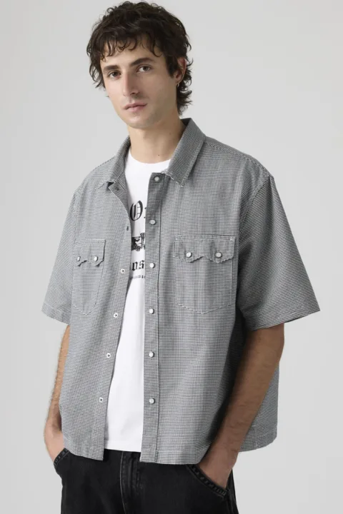 Levi's Chemise Western Manche Courte Boxy Lightweight - Homme - Blanc / Criss Cross - XL