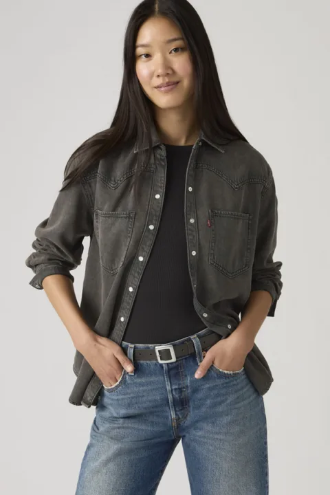 Levi's Chemise Western Teodora - Femme - Noir / Chipped Black Oyster Top - XS