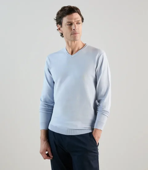 IZAC - Pull col v bleu ciel