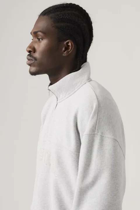 Levi's Sweat Shirt 1/4 Zip Boxy - Homme - Gris / Light Heather Grey - XL