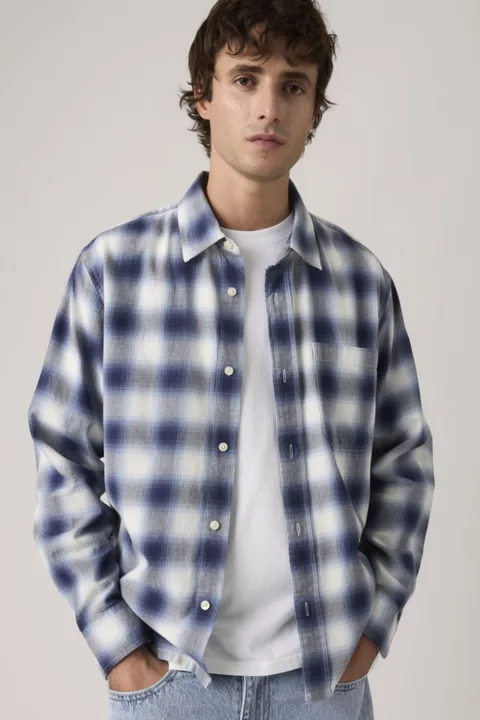 Levi's Surchemise Duboce Boxy - Homme - Bleu / James Plaid Rain Washed - 2XL