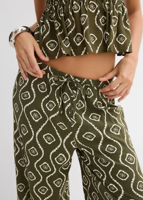 Pantalon à taille élastiquée en viscose fluide