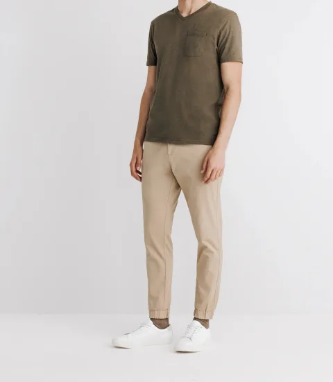 IZAC - T-shirt col V avec poche kaki