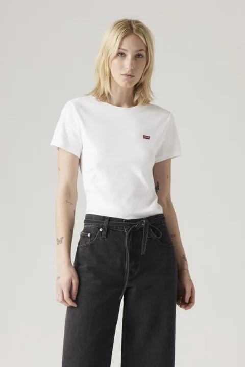 Levi's T Shirt Essential Housemark - Femme - Blanc / White + - XS